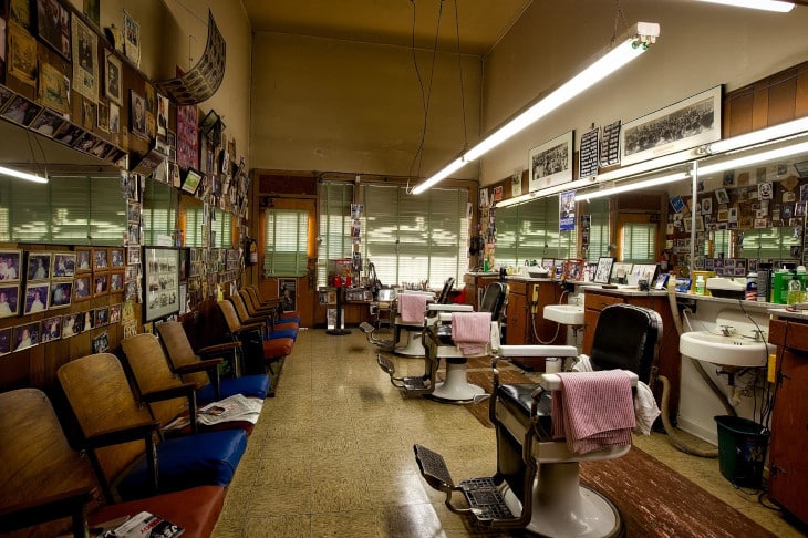 A Barber Shop with Empty Seats