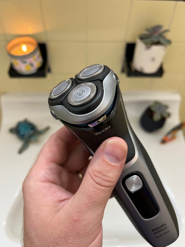 Button on Rotary Shaver
