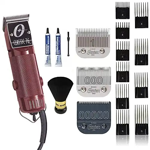 OSTER Classic 76 Universal Motor Clipper 76076010 with Bonus 00000 Detachable Blade, 10 Guide Comb Set and Neck Duster